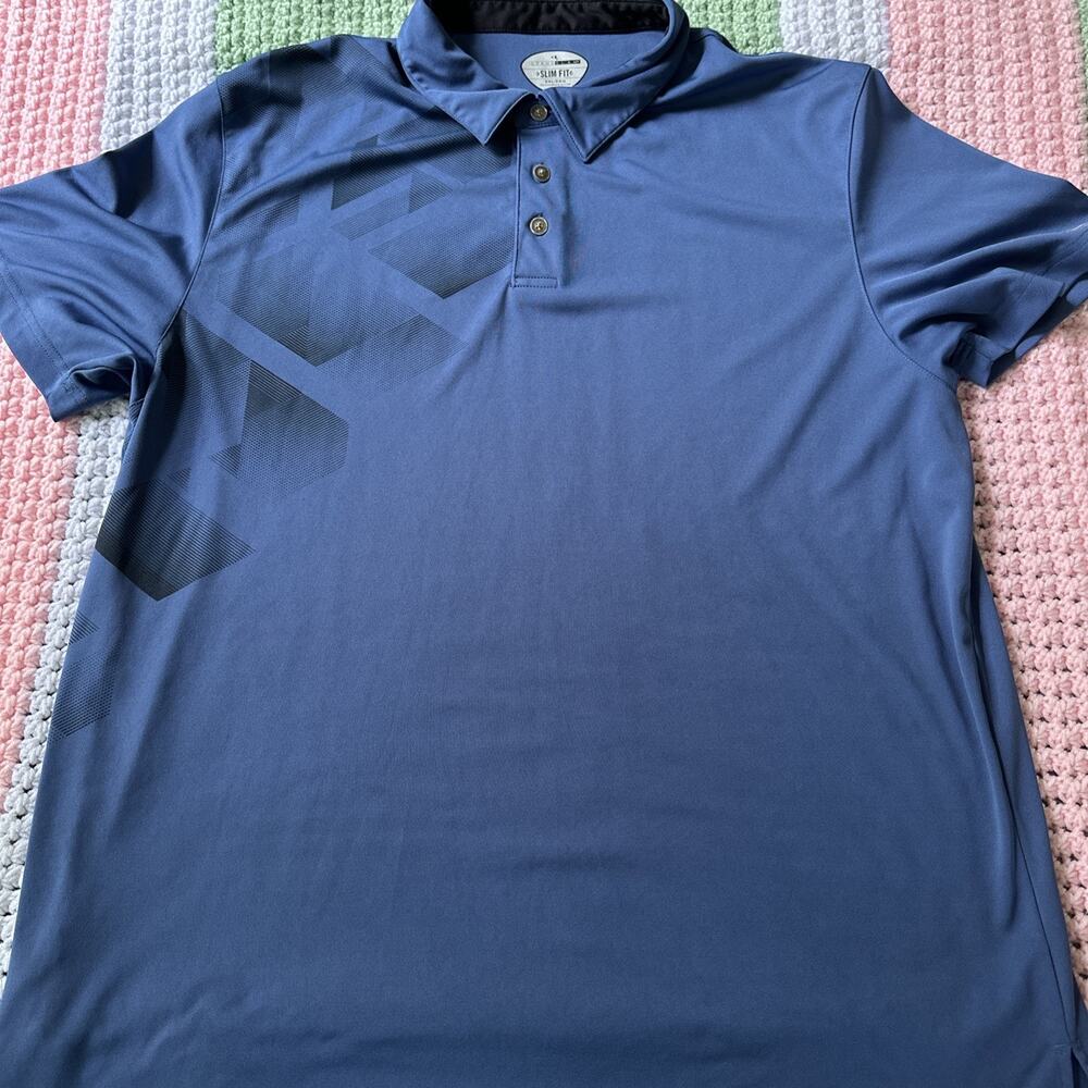 Grand Slam Men Polos XXL Blue Slim Fit 100% Polyester Short Sleeve Active Shirt